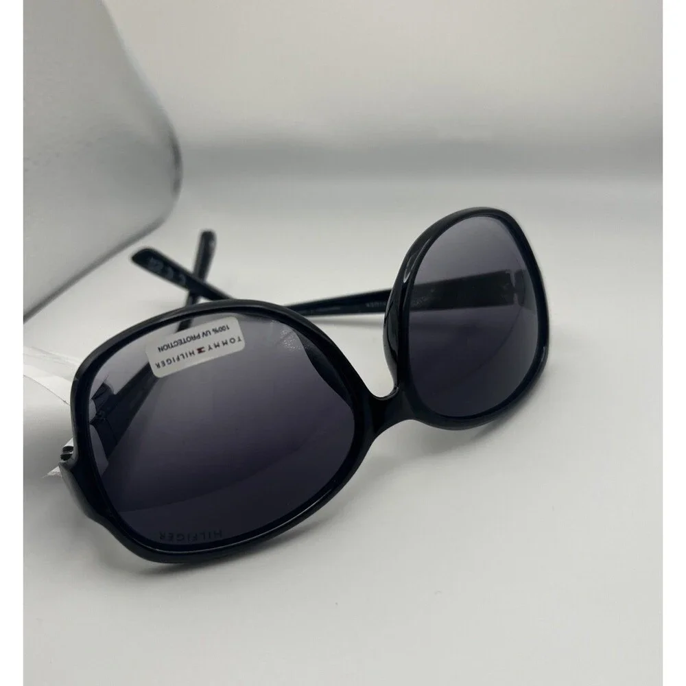 Tommy Hilfiger Hilfiger WP OL577 Oversized Oval Sunglasses Shiny Black/Smoke